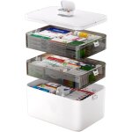 Bo�te � pharmacie 3 �tages avec poign�e - rangement m�dicaments urgence familiale 31x25x16 cm portable ...