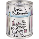 Bo�te pot � cotons tiges nos oreilles en m�tal gris - pour b�tonnets rangement salle de bain val�rie ...