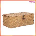 Bo�te de rangement - akozon - panier rectangulaire - jonc de mer naturel - tiss� main - avec couvercle ...