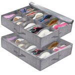 Bote de rangement pour chaussures pliable organisateur de porte - chaussures sous le lit avec sparateursgris ...