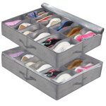 Bote de rangement pour chaussures pliable organisateur de porte - chaussures sous le lit avec sparateursgris ...