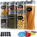 Boite de rangement cuisine lot de 7 bocaux hermetiques alimentaires en plastique scelle avec couvercle ...