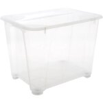Bo�te de rangement - eda plastique - gigabox - 180 l - couvercle - roulettes bidirectionnelles - naturel ...