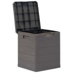 Bote de rangement - kai - 90 l - marron - plastique avec texture bois - jardin