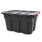 Boite de rangement plastique pour garage avec couvercle et clips de fermeture - 55 l