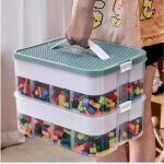Bo�te de rangement plastique pour lego 3 etages avec couvercle empilable et transparent compartiments ...