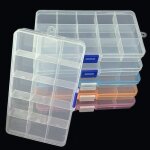 Bo�te de rangement plastique - svatv - lot de 6 - 15 compartiments - s�parateurs r�glables - transparente ...