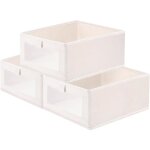 Bo�te de rangement pliable - dok - lot de 3 - fen�tre transparente - 40x27x17 cm - sans couvercle - tissu ...