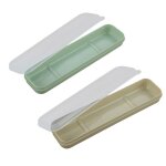 Bo�te de rangement portable pour couverts de voyage (2 pi�ces) verte et kaki