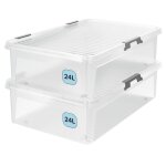 Deuba� 2x bo�te de rangement 30l en plastique transparent empilable sans bpa gain de place caisse de ...