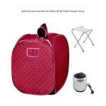 Bo�te de sauna portable - rouge vineux - 80x80x100cm - tissu � haute isolation - 1000w - 25l