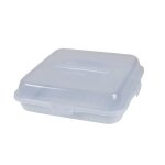 Boite � tarte - clips en plastique - blanc et transparent - 36x36 cm - hauteur 10 cm