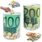 Bo�te tirelire m�tal �tain pour billets et pi�ces d�corative dimensions 11 x 75 cm lot de 2 pi�ces