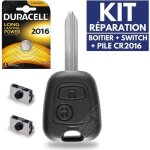 Boitier 2 boutons cl� plip coque de t�l�commande compatible citroen xsara picasso + switch + pile cr2016 ...