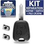 Boitier de cl� t�l�commande plip cl� pour peugeot 206 sw cc + 2 boutons switch + pile varta cr2016