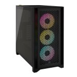 Boitier pc - corsair - icue 4000d rgb airflow - moyen - tour - 3 ventilateurs af120 rgb elite - noir