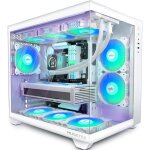 Bo�tier pc gamer atx - debsy - 6 ventilateurs pwm argb - support radiateur 360 mm - verre tremp� - blanc ...