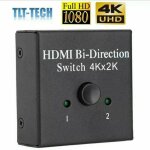 Boitier switch hdmi prise male vers double femelle multiprise commutateur hub Boitier switch hdmi prise male vers double femelle multiprise commutateur hub