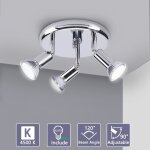 Bojim luminaire plafonnier led orientable 350 3 spots chrome 3 x 6w ampoules gu10 blanc neutre 4500k ...