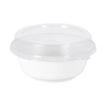 Bols blancs en fibre v�g�tale 950 ml avec couvercles transparents s�par�s par 50