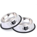 Bol chat - gamelle pour chats en acier inoxydable - 2 pices - gris blanc - respectueux de lenvironnement ...