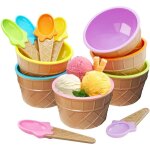 Bols de cr�me glac�e - non sp�cifi� - 6pcs - couleurs vives - cuill�res incluses - mat�riau alimentaire ...