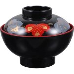 Bol miso m�lamine + couvercle ? style japonais pour riz ramen ap�ritif label