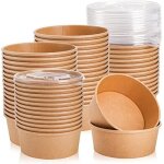 Bols en papier kraft lot de 50 grands avec couvercles de service  soupe jetables fournitures de fte ...