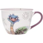 Bol porcelaine � anse : motif autruche regardant au loin