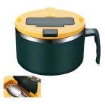 Bol � ramen - acier inoxydable - 1200 ml - couleur vert fonc� - couvercle et accessoires inclus