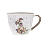 Bol timbale - motif chien gentil - porcelaine fine - 550ml - rond - blanc
