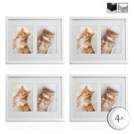 Bomoe galeria lot cadres photo mural 4 pcs pour 2 images 13x18 cm - cadre photo blanc en bois verre plastique ...