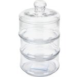 Bonbonnire en verre  3 tages avec couvercle 13x13x22cm