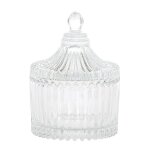 Bonbonni�re verre stri� �crin pr�cieux 9cm transparent