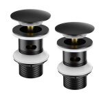 Bonde de lavabo noir avec trop - pleine bonde pop - up automatique en acier inox Bonde de lavabo noir avec trop - pleine bonde pop - up automatique en acier inox