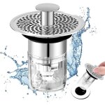Bonde de lavabo avec plaque filtre bouchon lavabo salle de bainpop up universel bouchon de lavabo pour ...