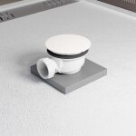 Bonde de receveur diam�tre 90 mm - capot blanc mat - evacuation horizontale