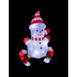 Bonhomme de neige lumineux sur patin 50 cm - rouge