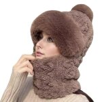 Bonnet 3 en 1 avec �charpe et masque bonnet coupe - vent pour femme cagoule tricot�e pour activit�s de ...