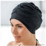 Bonnet de bain pour dames polyester noir bonnet de bain avec joint de siliconec