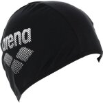 Bonnet de bain polyester noir - arena uni noir - prot�ge les cheveux du chlore - logo s�rigraphi�