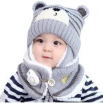 Bonnet pour bb - amoune - tricot - chaud - protection auditive - taille unique 46 - 50 cm