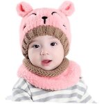 Bonnet et charpe - bb fille - laine - rose - hiver 6 - 36 mois