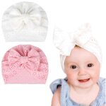 Bonnets bb - non spcifi - 2 pices - coton doux - lastique - n?ud fantaisie