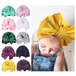 Bonnets bb - non spcifi - turban lastique - 10 pices - n?uds papillons - confortable en coton