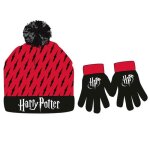Bonnet et gants - harry potter - rouge et noir - 100% acrylique - taille 52 / 54 cm