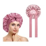 Bonnet de nuit - femme - satin - lastique - rose - confortable pour cheveux
