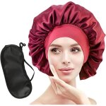 Bonnet de nuit - satin r�utilisable - protection cheveux - vin rouge
