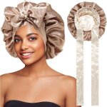 Bonnet de nuit - satin soie - bicolore - doux et respirant - ajustable - 2 ans de garantie