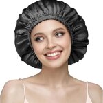 Bonnet de nuit - 22 momme - 100% soie de m�rier - respirant - r�glable - noir